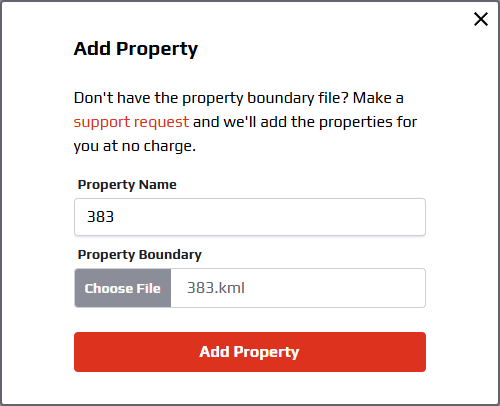 Pin/Out add property modal