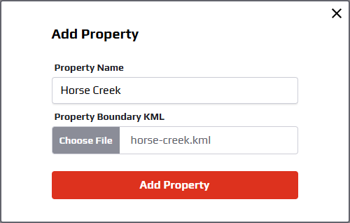 Pin/Out add property modal