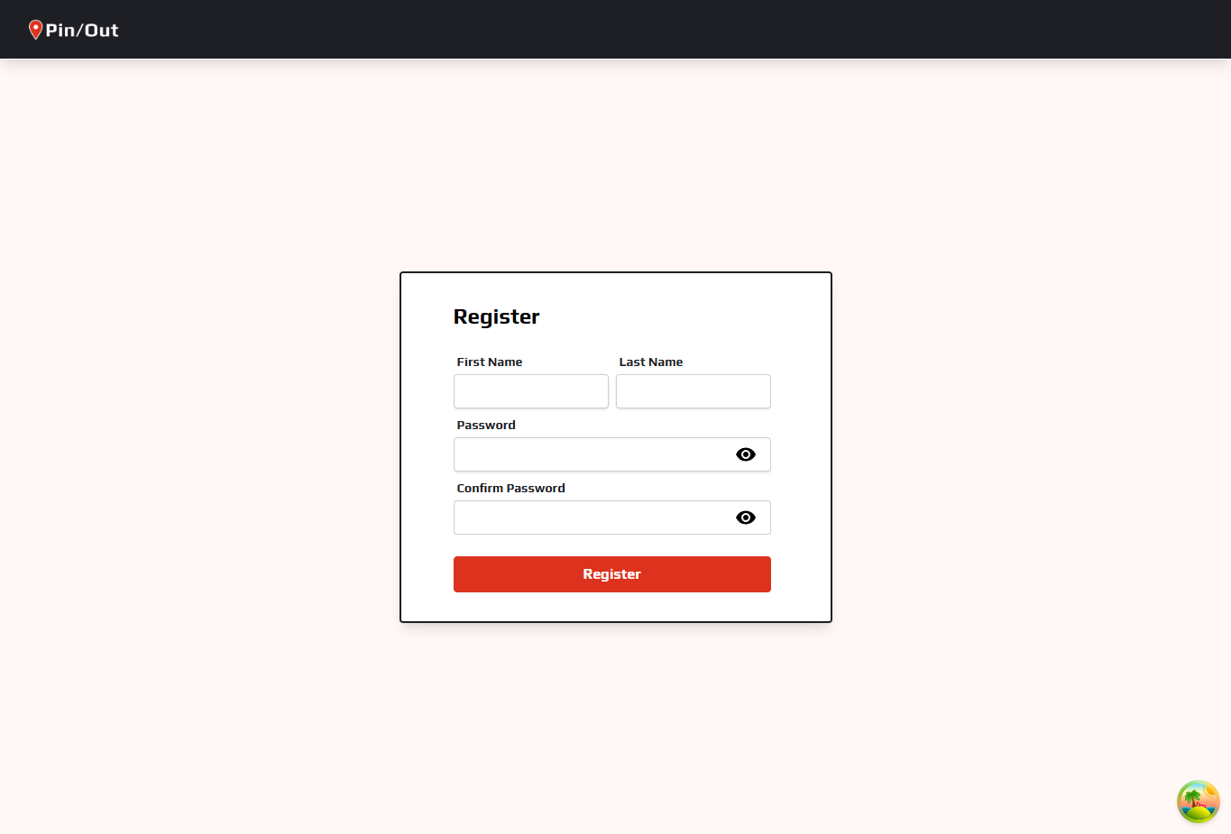 Pin/Out registration page